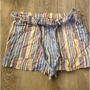 striped linen shorts